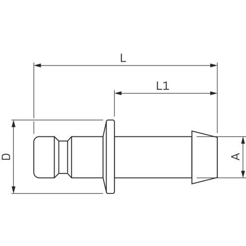 Stecknippel ESMC DN 2,7 mit Tülle, Messing blank