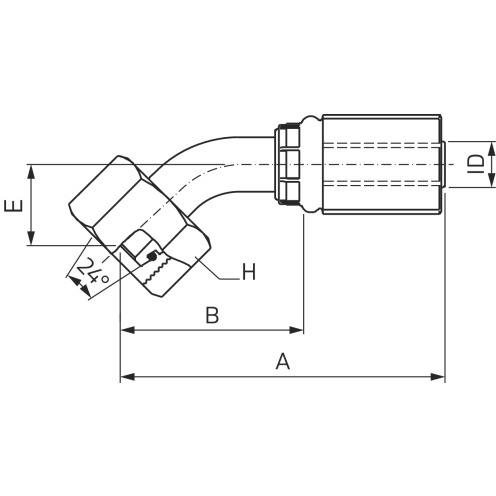 Hydraulikarmatur MegaCrimp® DIN 24° FDLORX45