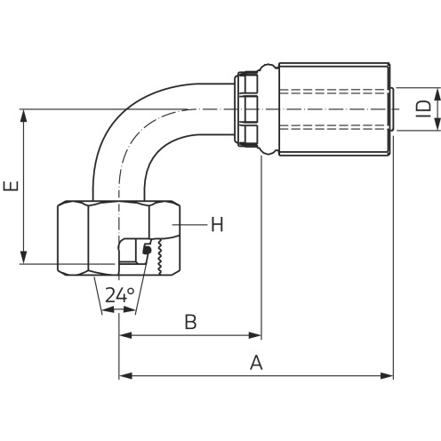 Hydraulikarmatur MegaCrimp® DIN 24° FDLORX90