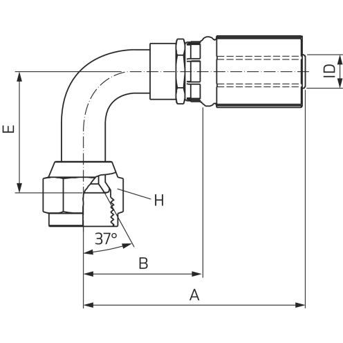 Hydraulikarmatur MegaCrimp® JIC 37° FJX90M
