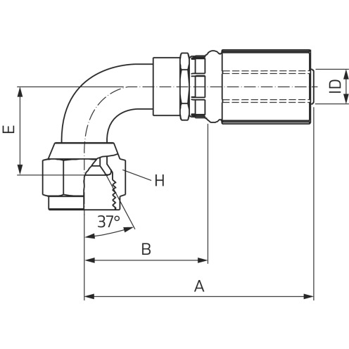 Hydraulikarmatur MegaCrimp® JIC 37° FJX90S