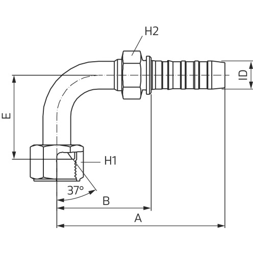 Hydraulikarmatur GlobalSpiral™ JIC 37° FJX90