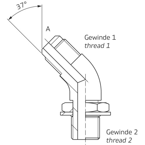 45°-Einschraubstutzen AG, UNF/AG, BSPP