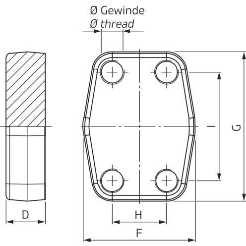 SAE-Verschlussgegenflansch GFC-CP, 3.000 psi