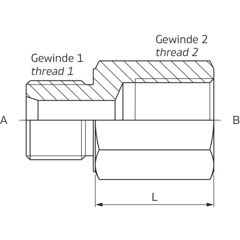 Gerader Aufschraubstutzen AG/IG, flachdichtend