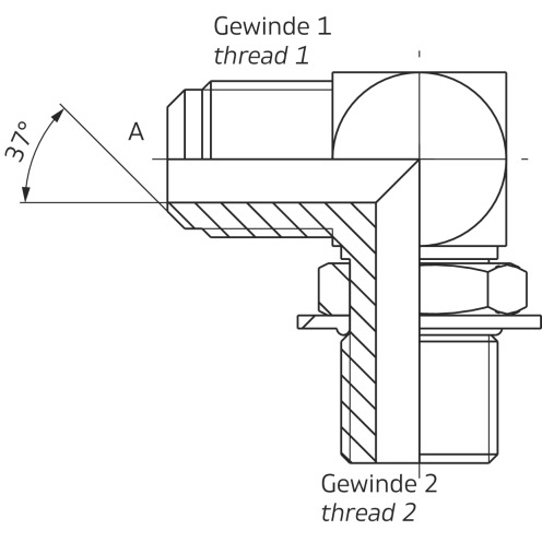 Winkel-Einschraubstutzen AG, UNF/AG, BSPP