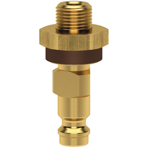 Stecknippel ESMK DN 5 mit AG, Steck- und Farbkodierung, Messing blank