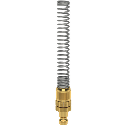 Stecknippel ESM DN 5 mit Schlauch-Quetschverschraubung und Stützfeder, Messing blank