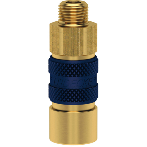 Sicherheits-Schnellverschlusskupplung ESMK DN 5 mit G-AG, Steck- und Farbkodierung, Messing blank