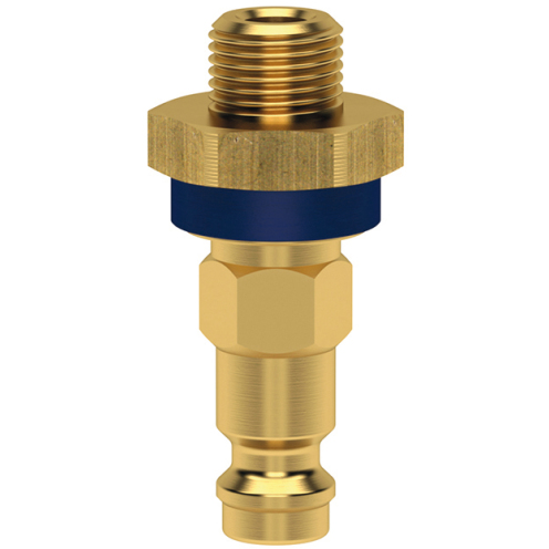 Stecknippel ESMK DN 5 mit AG, Steck- und Farbkodierung, Messing blank