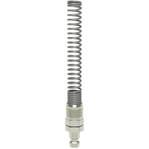 Stecknippel ESM DN 5 mit Schlauch-Quetschverschraubung und Stützfeder, Messing vernickelt