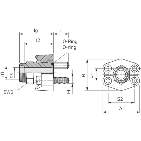 Gerade Flanschverschraubung GFS, OMD, 3.000 psi, VOSS