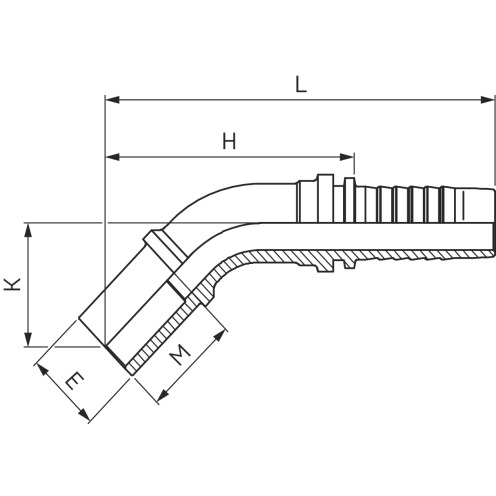 Schlaucharmatur ELAL 45°/ELAF 45°, BEL 45°/BES 45°