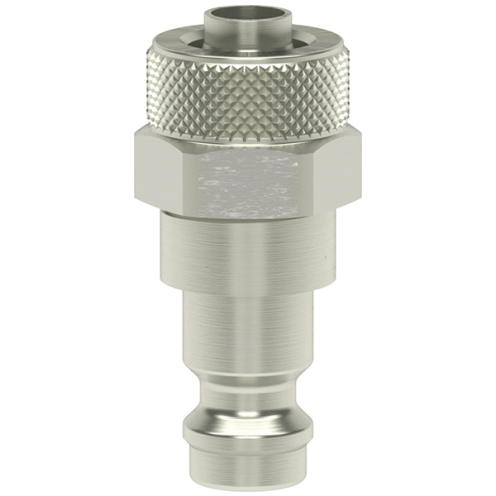 Stecknippel ESM DN 5 mit Schlauch-Quetschverschraubung, Messing vernickelt