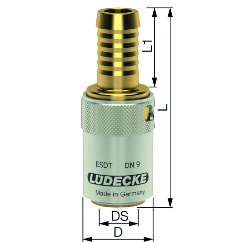 Lüdecke Temperierkupplung ESDMT/ESDT TempSecure mit Tülle und Sicherung, Messing