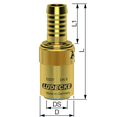 Lüdecke Temperierkupplung ESDMT/ESDT TempSecure mit Tülle und Sicherung, Messing