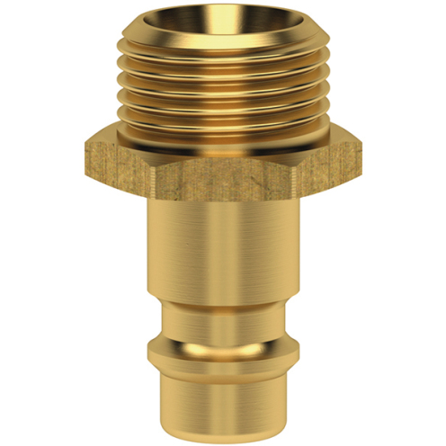 Stecknippel ES DN 7,2 mit AG, einseitig absperrend, Messing blank