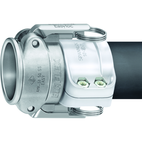 Sicherheits-Hebelarmkupplung EASYLOC® Mutterteil mit Tülle für Halbschaleneinband, Form CC, Edelstahl
