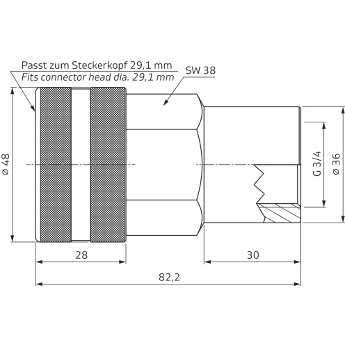 Push-Pull-Kupplung, Muffe, IG, BIR-Serie