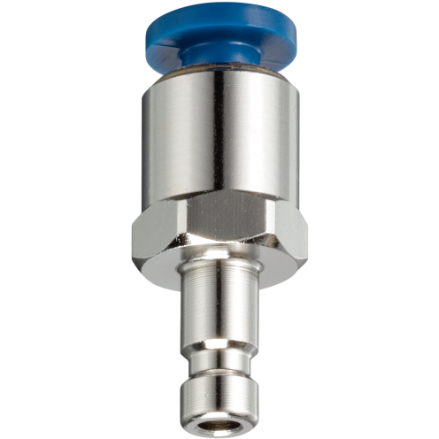 Stecknippel DN 2,7 mit Push-In, Messing vernickelt, RDI