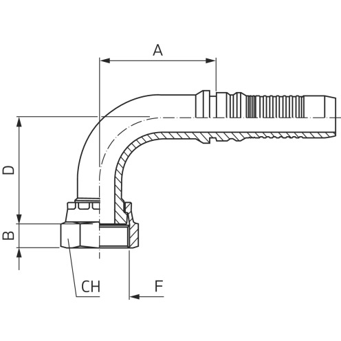 Hochdruckarmatur ORFS 90°, HSS-I