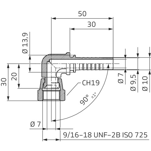 Hydrauliknippel NJ 90°, DKJ 90°, kompakt