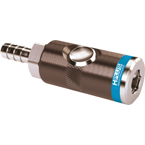 Sicherheits-Schnellverschlusskupplung H-Plus DN 7,4 mit Tülle und Druckknopf, Aluminium