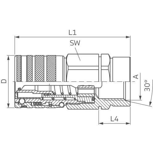 Flat-Face-Kupplung, Muffe, IG, UNF