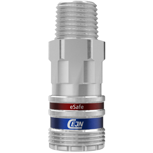 Sicherheits-Schnellverschlusskupplung 410 eSafe DN 10,4 mit NPT-AG, Messing/Stahl