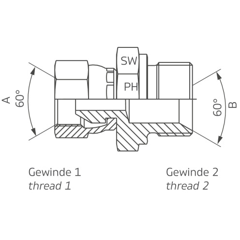 Gerader Distanzadapter IG/AG, Edelstahl