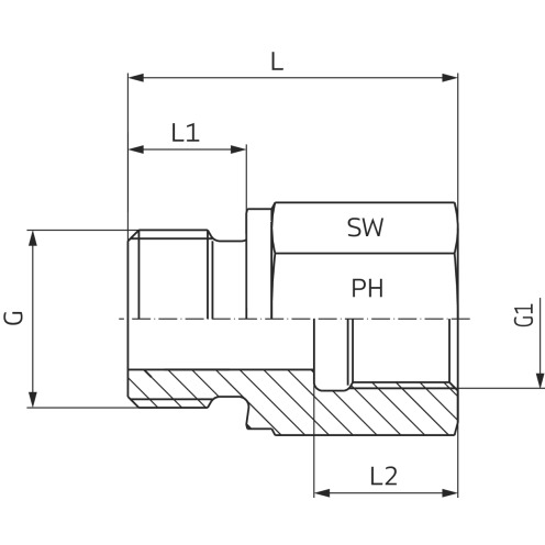 PH Gewindereduzierung RI, Form B, Edelstahl