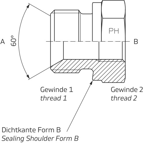 PH Gerader Reduzierstutzen AG/IG, Form A, Edelstahl