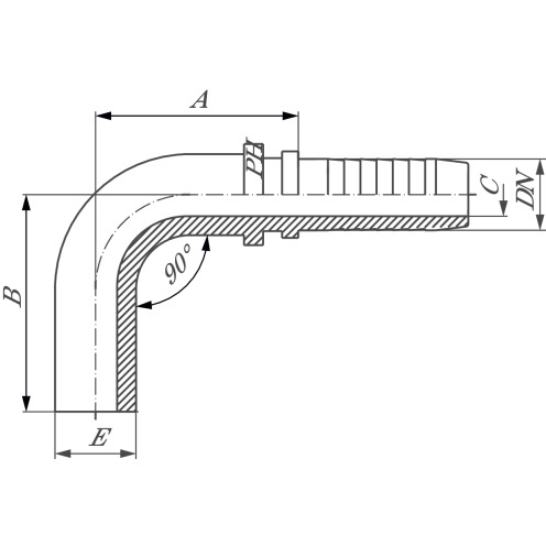 Hydrauliknippel, BEL/BES 90°, Edelstahl