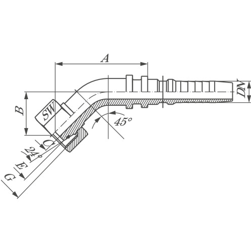 Hydrauliknippel DKOS 45°, Edelstahl, Interlock